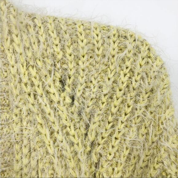 Anthropologie Yellow Larkin Shimmer Belted Cardigan Small Long Sleeve NEW - Picture 4 of 9